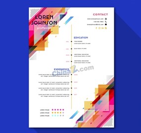 时尚几何多边形简历矢量模板